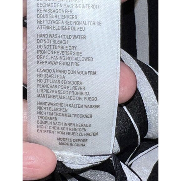 MAJE Black Ivory Striped Long Sleeve Hidden Button Blouse Sz 3/ L - Picture 13 of 13